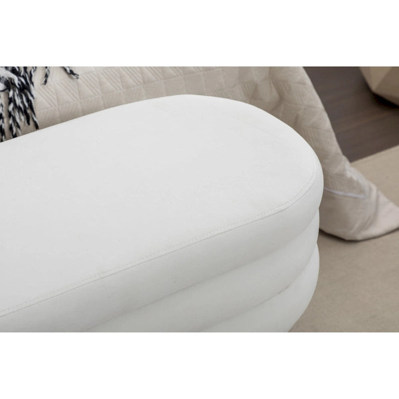 Velvet Fabric Storage Bench With Wood Legs For Living Room Bedroom