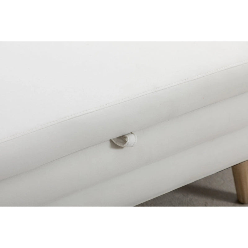 Velvet Fabric Storage Bench With Wood Legs For Living Room Bedroom