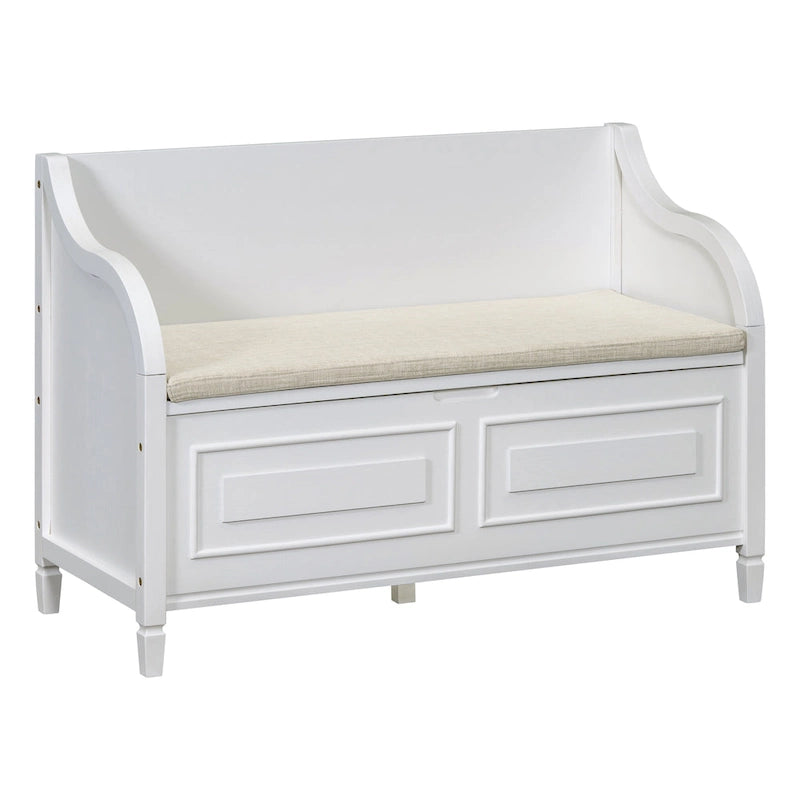 Rustic High Back Storage Bench with Ample Hidden Storage Space