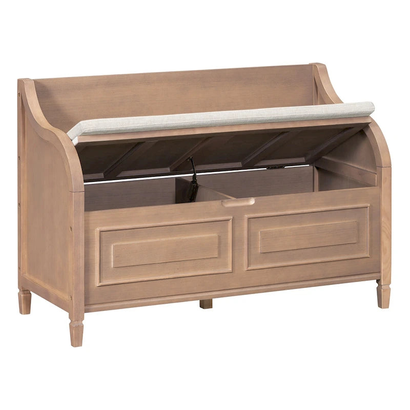 Rustic High Back Storage Bench with Ample Hidden Storage Space