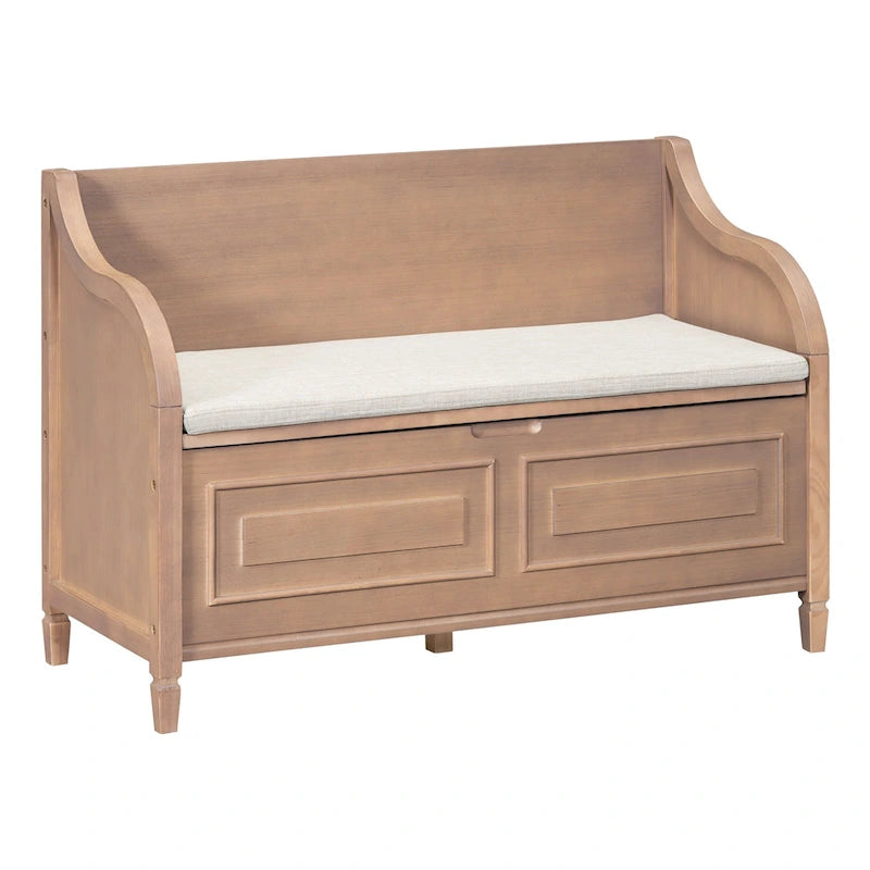Rustic High Back Storage Bench with Ample Hidden Storage Space