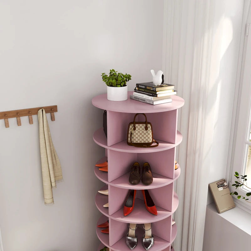 360Rotating Shoe Cabinet 6 layers Holds Up to 24 Paris of Shoes