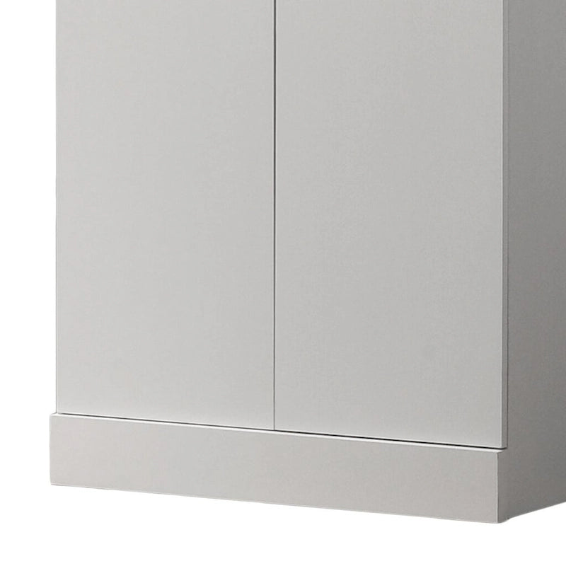 60 Tall White Double Door Cabinet, Freestanding Cupboard Closet Storage Organizer with 4 Tier Shelves