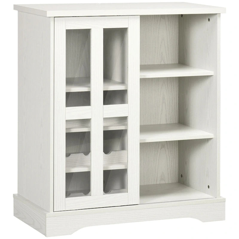 HOMCOM Modern Buffet Cabinet, Kitchen Sideboard with Wine Racks, Sliding Glass Door, Storage Shelves for Living Room