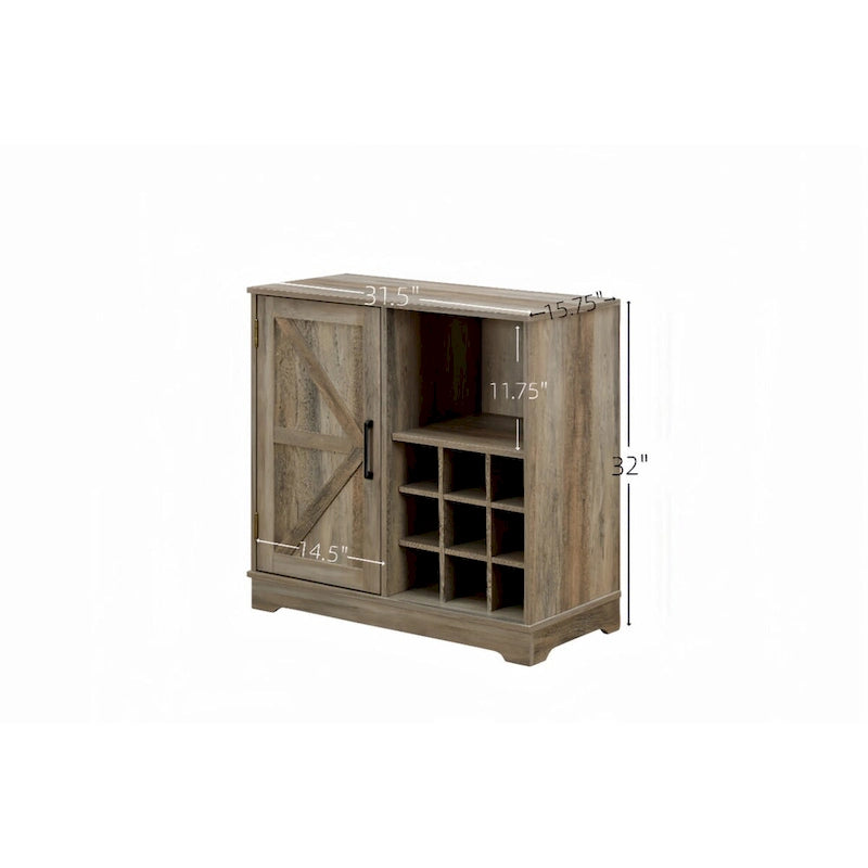 Farmhouse Coffee Bar Cabinet Bar Cabinet with Wine Rack Barn Door Buffet Sideboard Cabinet with Drawer