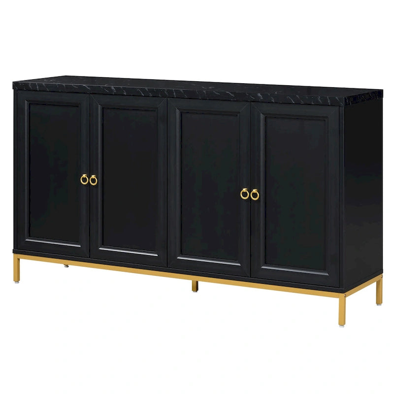Modern Sideboard with 4 door cabinet with Metal Handles and Adjustable Shelves