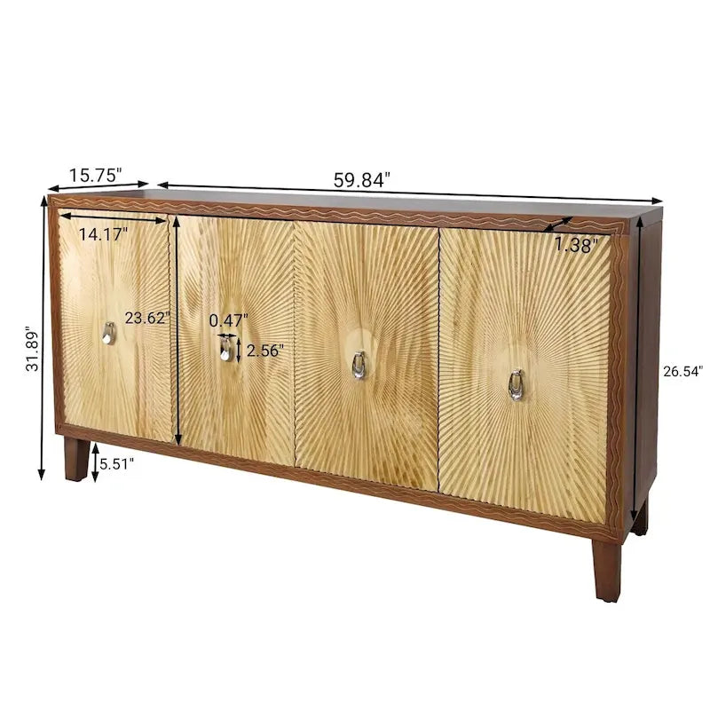 Vintage 4 Door Storage Cabinet,Dining Sideboard,Large Buffet