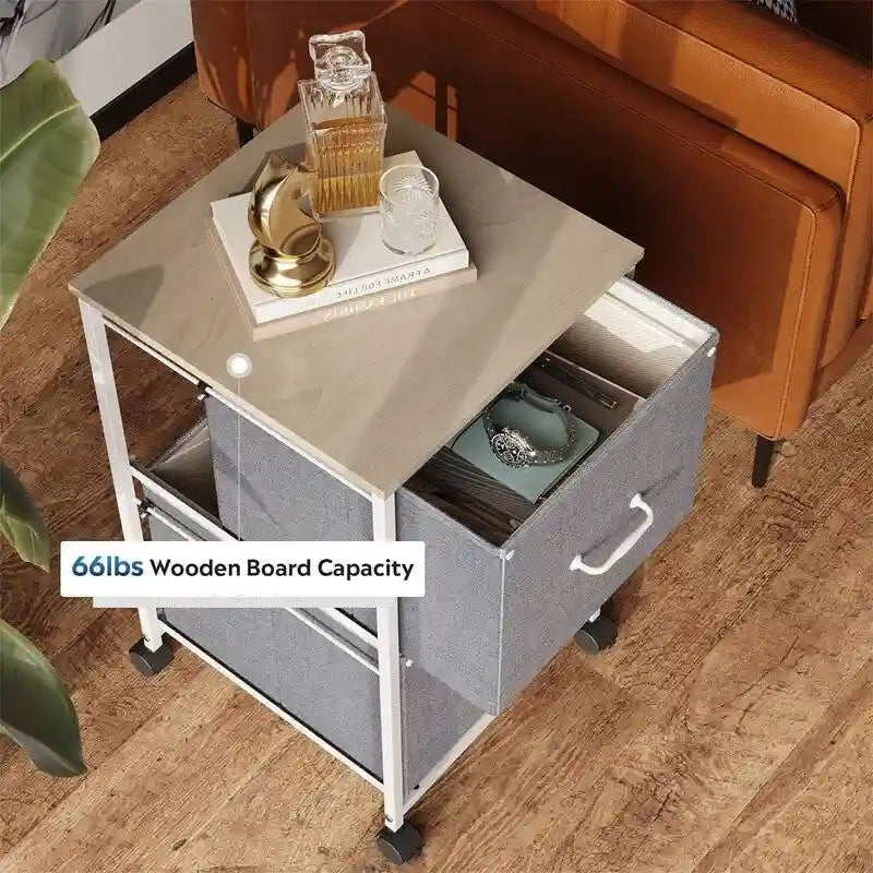 2 Drawer Mobile File Cabinet - 15.7D x 15.4W x 26.8H