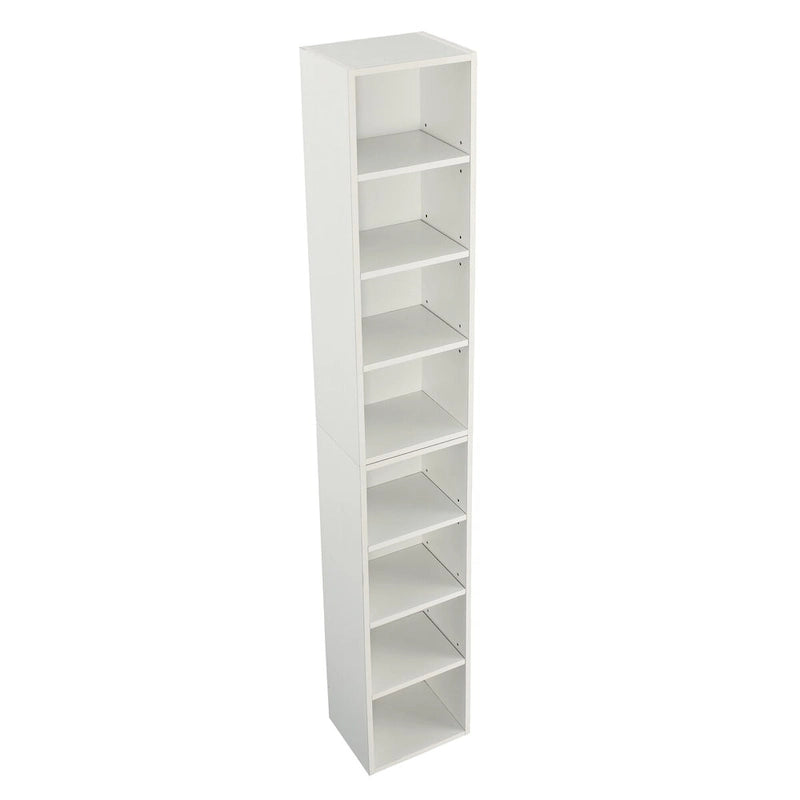 8-Tier Media Tower Rack, CD DVD Slim Storage Cabinet with Adjustable Shelves, Tall Narrow Bookcase Display Bookshelf