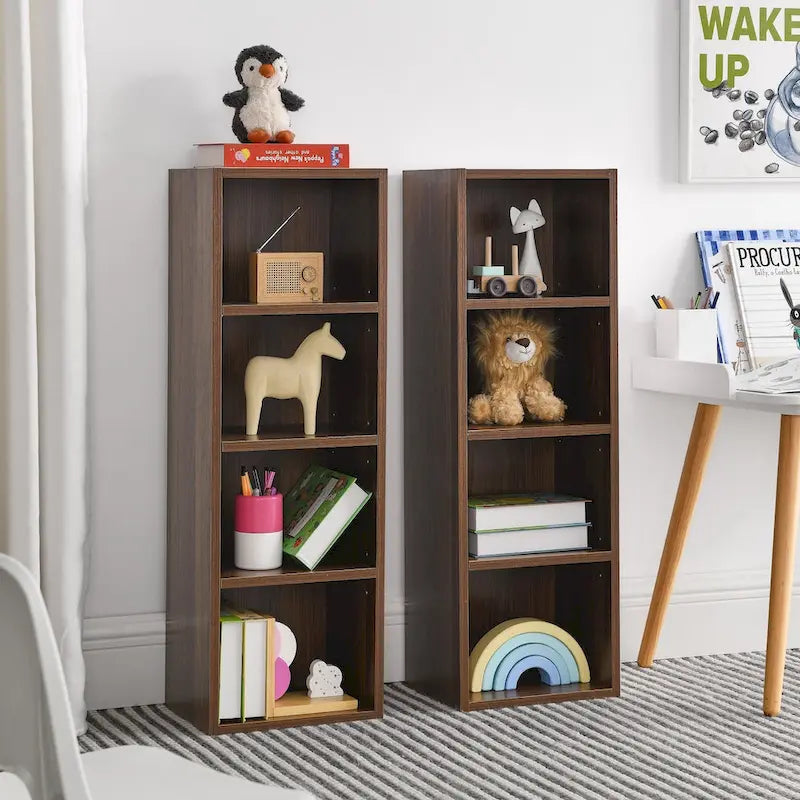 8-Tier Media Tower Rack, CD DVD Slim Storage Cabinet with Adjustable Shelves, Tall Narrow Bookcase Display Bookshelf
