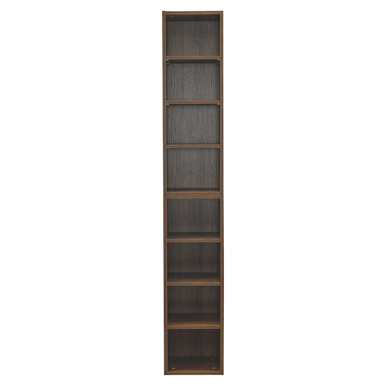 8-Tier Media Tower Rack, CD DVD Slim Storage Cabinet with Adjustable Shelves, Tall Narrow Bookcase Display Bookshelf