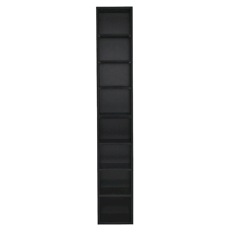 8-Tier Media Tower Rack, CD DVD Slim Storage Cabinet with Adjustable Shelves, Tall Narrow Bookcase Display Bookshelf