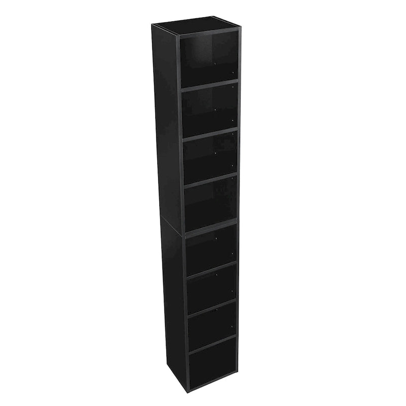 8-Tier Media Tower Rack, CD DVD Slim Storage Cabinet with Adjustable Shelves, Tall Narrow Bookcase Display Bookshelf