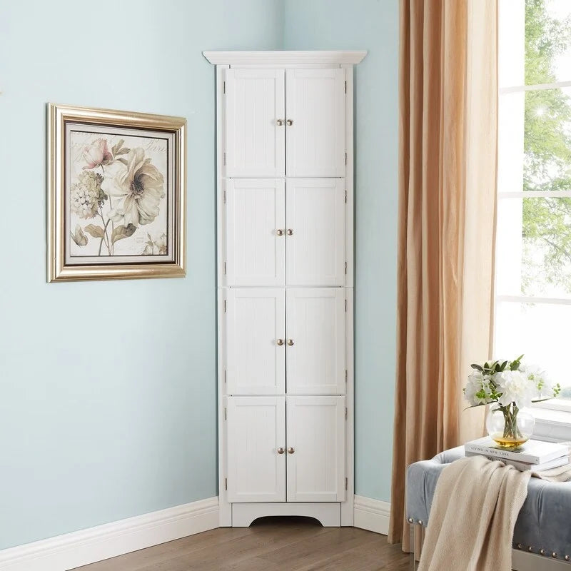 Modern Tall Bathroom Storage Cabinet with Doors and 4 Shelves for Living Room, Kitchen, Office, Bedroom