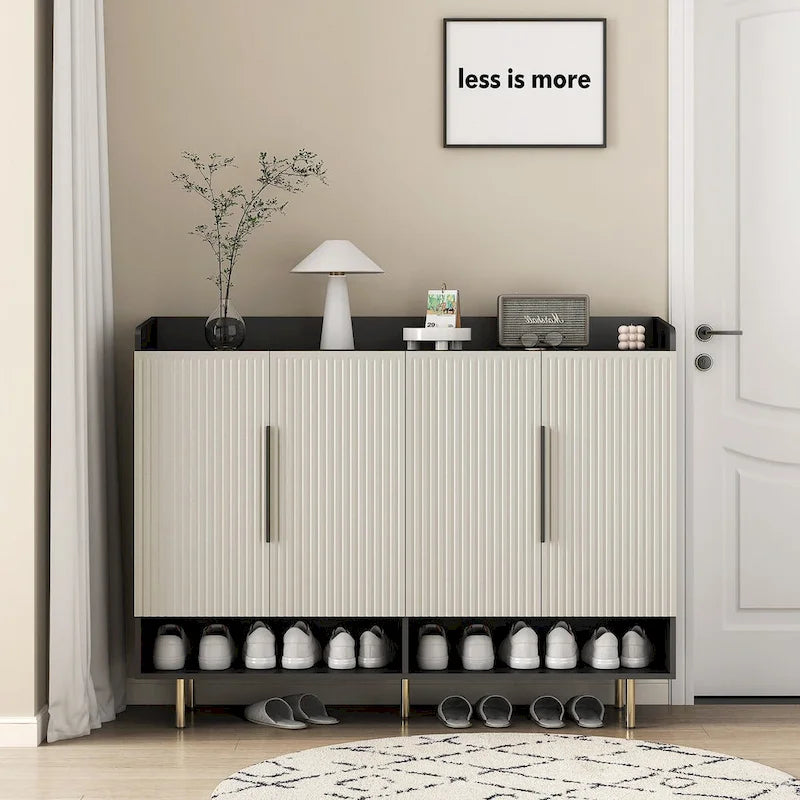 Shoe Cabinet with 4 Doors Large Modern Shoe Storage Organizer Cabinet with Adjustable Shelves