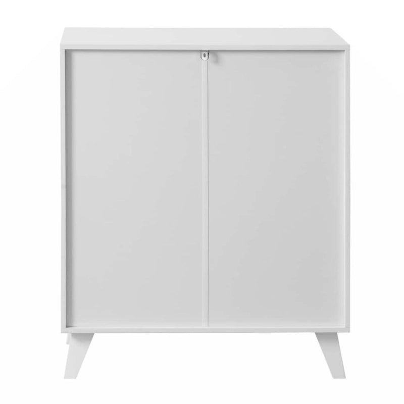 Modern Bathroom Cabinet Storage Organizer with 2 Glass Doors and Adjustable Shelf White
