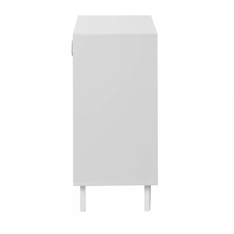 Modern Bathroom Cabinet Storage Organizer with 2 Glass Doors and Adjustable Shelf White