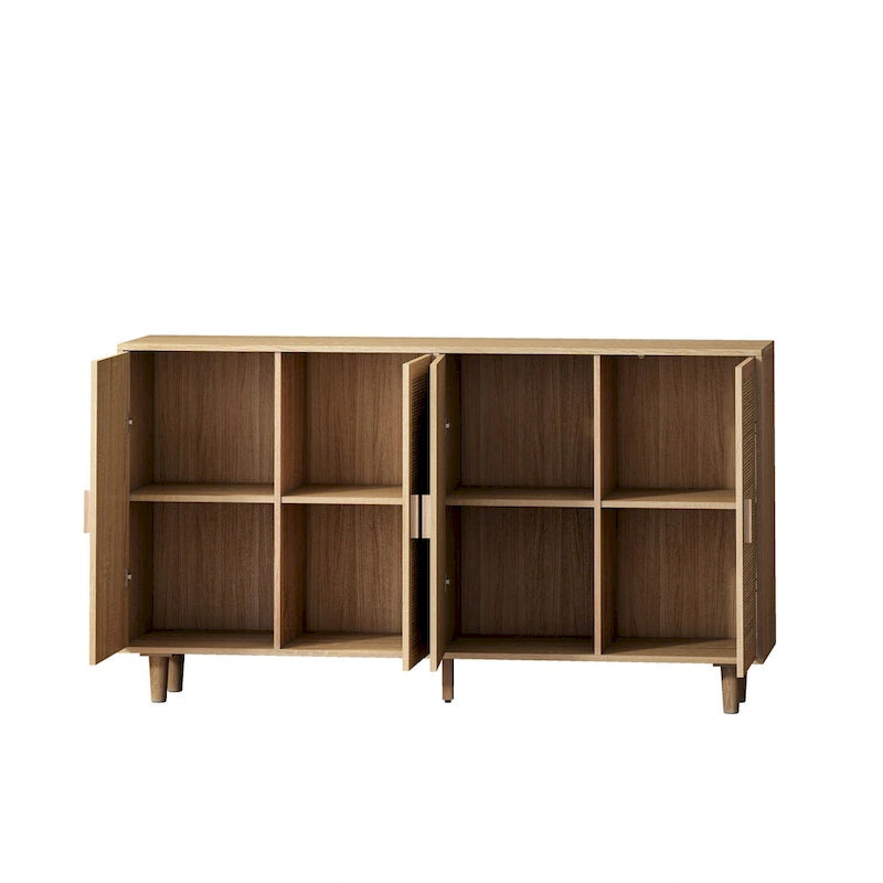 Elegant and Functional 4-Door Rattan Decorative Storage Cabinet,for Bedroom,Living Room,Office,Easy Assembly