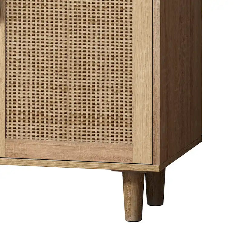 Elegant and Functional 4-Door Rattan Decorative Storage Cabinet,for Bedroom,Living Room,Office,Easy Assembly