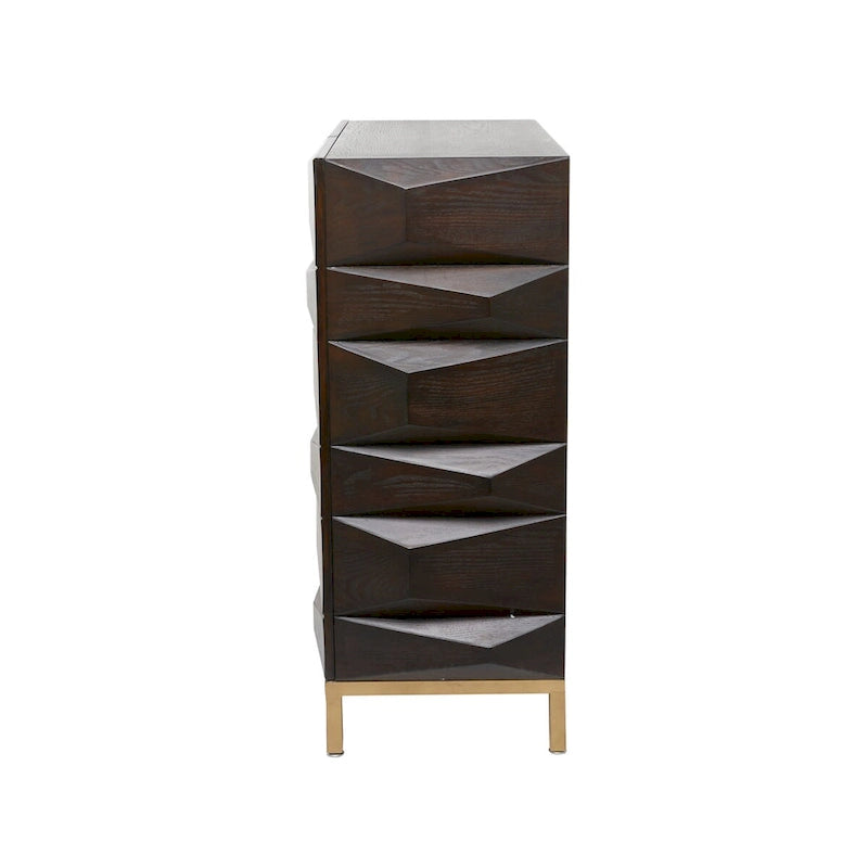 Wooden Geometric 1 Shelf and 2 or 4 Doors Cabinet - Brown - Roche River Decor