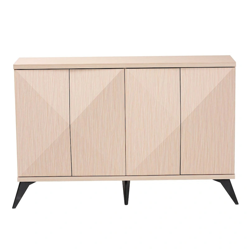 Draper Mid-Century Modern Two-Tone Light Brown and Black Wood 4-Door Sideboard Buffet