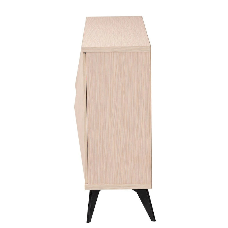 Draper Mid-Century Modern Two-Tone Light Brown and Black Wood 4-Door Sideboard Buffet