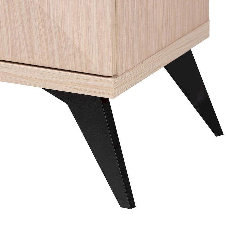 Draper Mid-Century Modern Two-Tone Light Brown and Black Wood 4-Door Sideboard Buffet