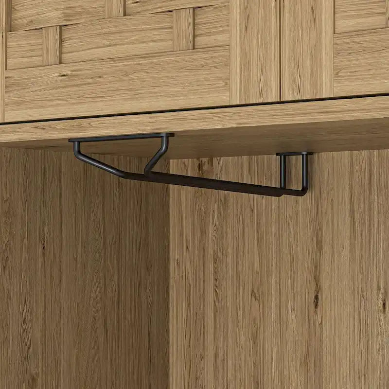 Accent Kitchen Buffet and Hutch Wooden Storage Cupboard with Glass Accent Drawer, and Microwave Space