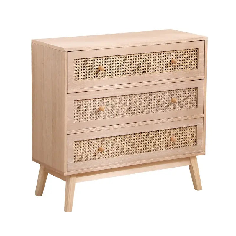 31.5 3-Drawers Rattan Storage Cabinet Rattan Drawer,for Bedroom,Living Room
