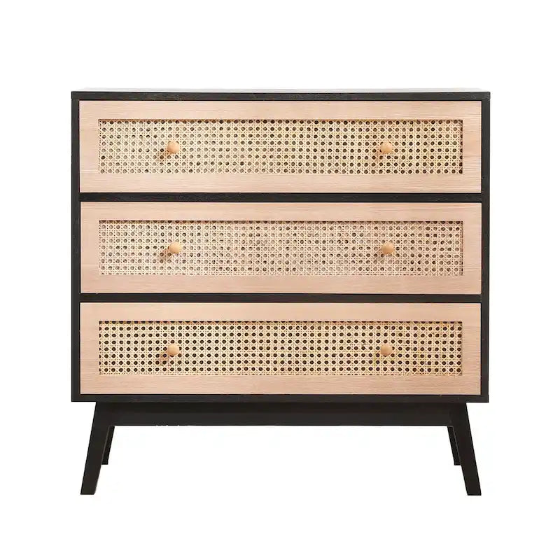31.5 3-Drawers Rattan Storage Cabinet Rattan Drawer,for Bedroom,Living Room