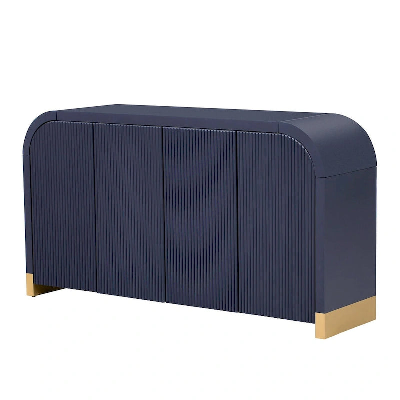 4-door Curved Corner Design Wavy Door Panel Cabinet with Adjustable Shelves