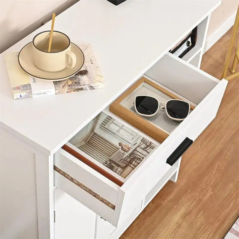 Floor Storage Cabinet with Doors and Shelves - 11.8D x 29.5W x 31.6H