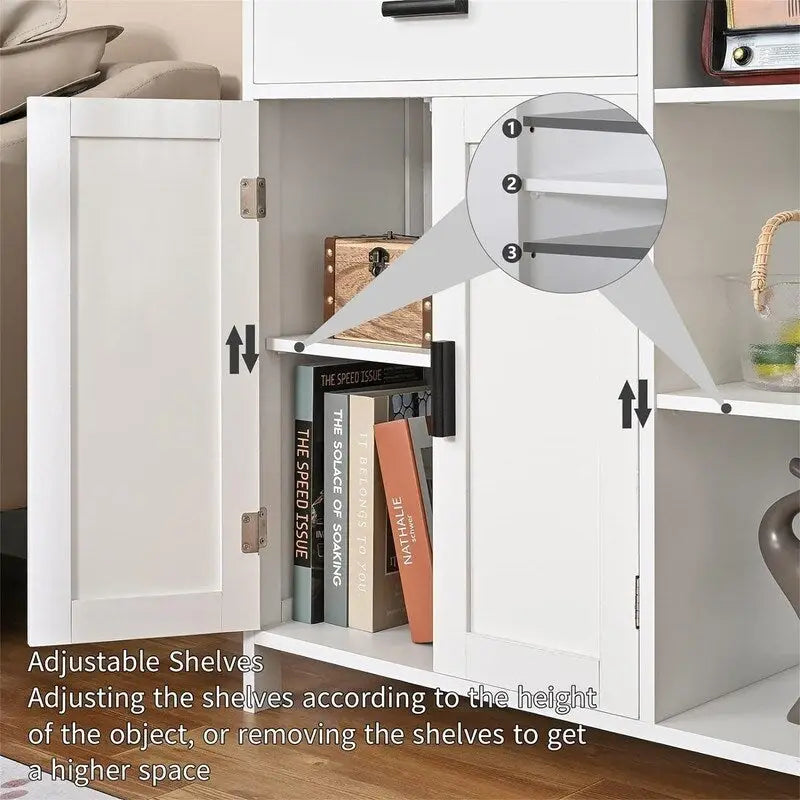 Floor Storage Cabinet with Doors and Shelves - 11.8D x 29.5W x 31.6H