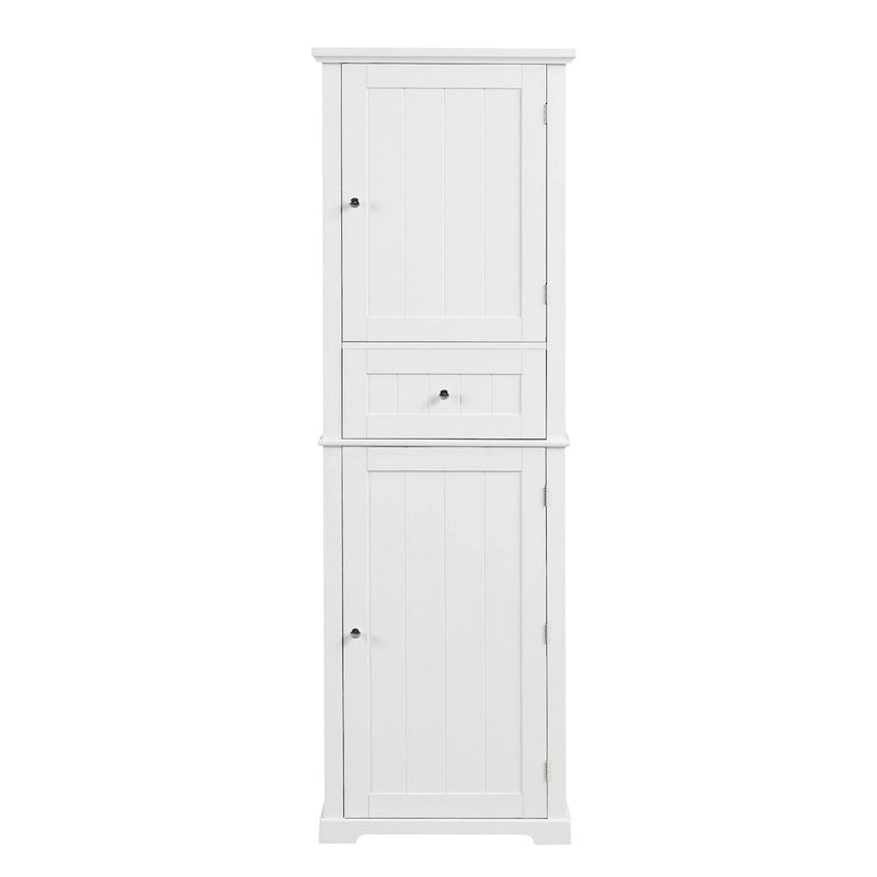 Freestanding Storage Cabinet with Drawer and Adjustable Shelf