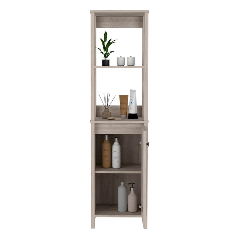 Bathroom Floor Cabinet,Bathroom Storage Cabinet,Two Interior Shelves,Two Open Shelves,Single Door
