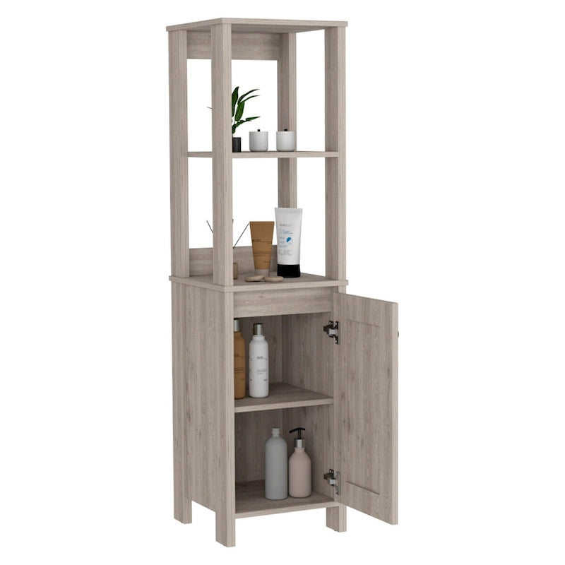 Bathroom Floor Cabinet,Bathroom Storage Cabinet,Two Interior Shelves,Two Open Shelves,Single Door