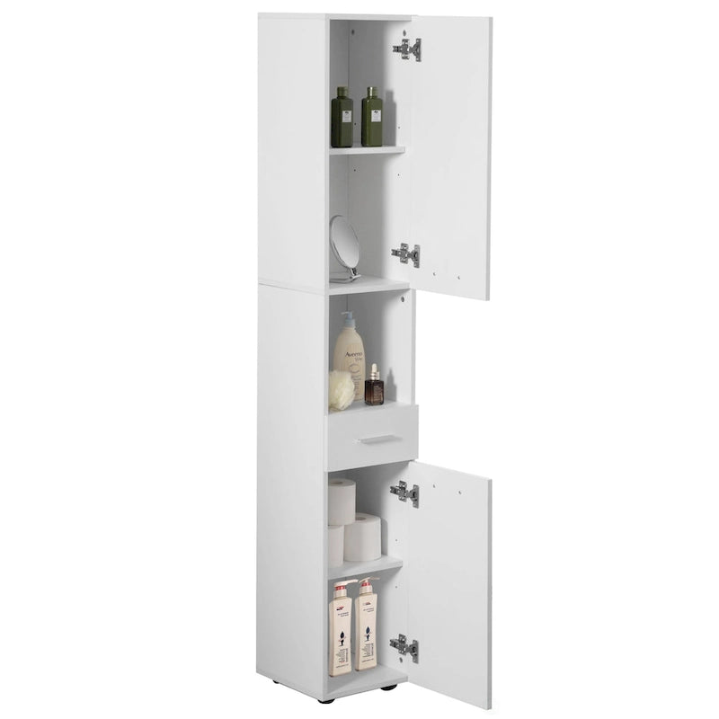71.5 Inches Tall Thin Corner Shelf Floor Cabinet with 2 Doors, 1 Drawer, Freestanding Linen Tower Cabinet
