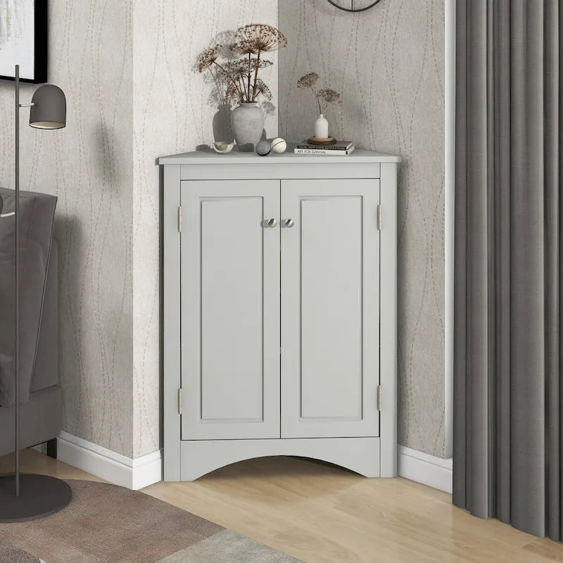 Triangle Bathroom Storage Cabinet with Adjustable Shelves,Freestanding Floor Cabinet for Home Kitchen