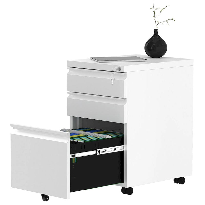 Modern 2/3-Drawer Locking Rolling Wheeled Steel File Cabinet