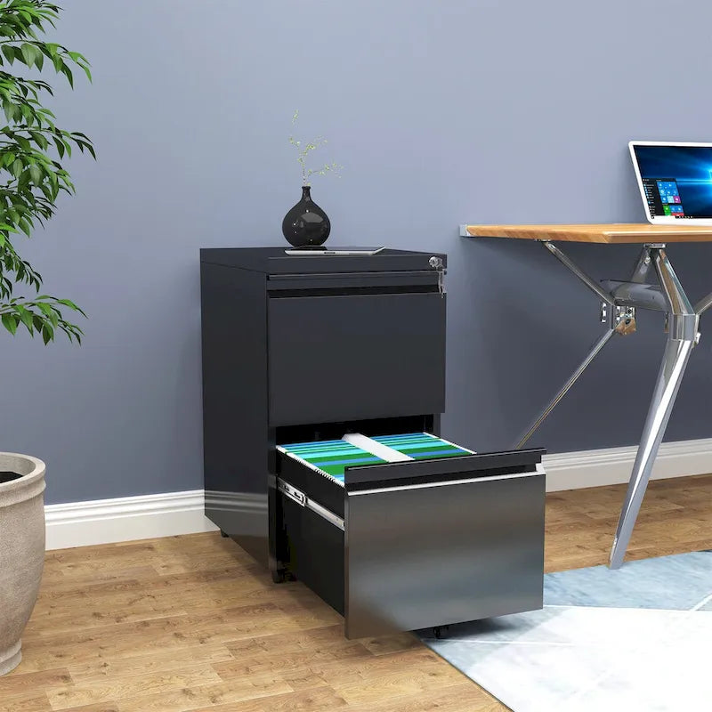 Modern 2/3-Drawer Locking Rolling Wheeled Steel File Cabinet