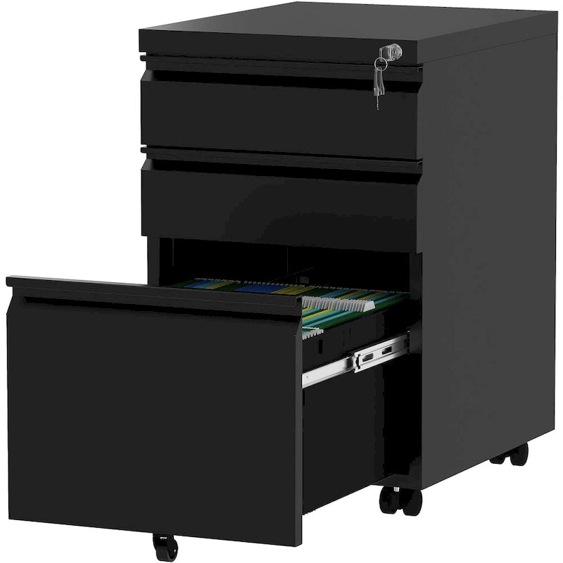 Modern 2/3-Drawer Locking Rolling Wheeled Steel File Cabinet