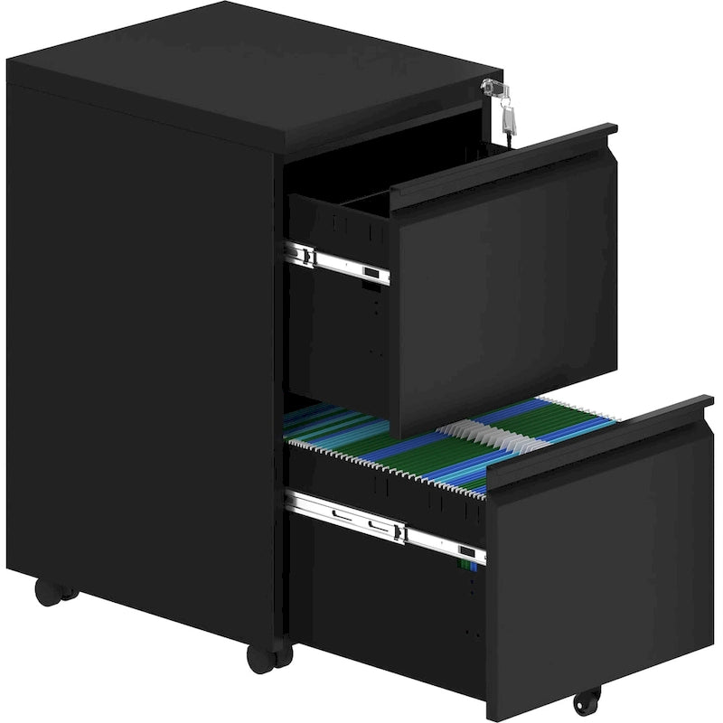 Modern 2/3-Drawer Locking Rolling Wheeled Steel File Cabinet
