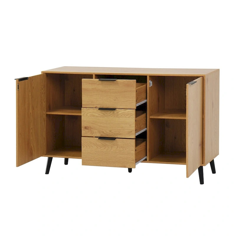 47.2 Wood Sideboard Buffet Cabinet with 3 Drawers & 2 Doors