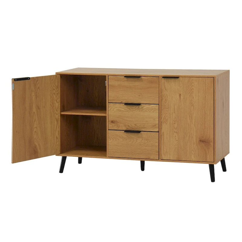 47.2 Wood Sideboard Buffet Cabinet with 3 Drawers & 2 Doors