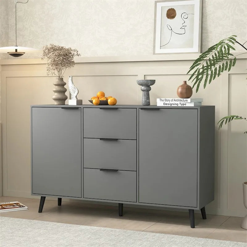 47.2 Wood Sideboard Buffet Cabinet with 3 Drawers & 2 Doors